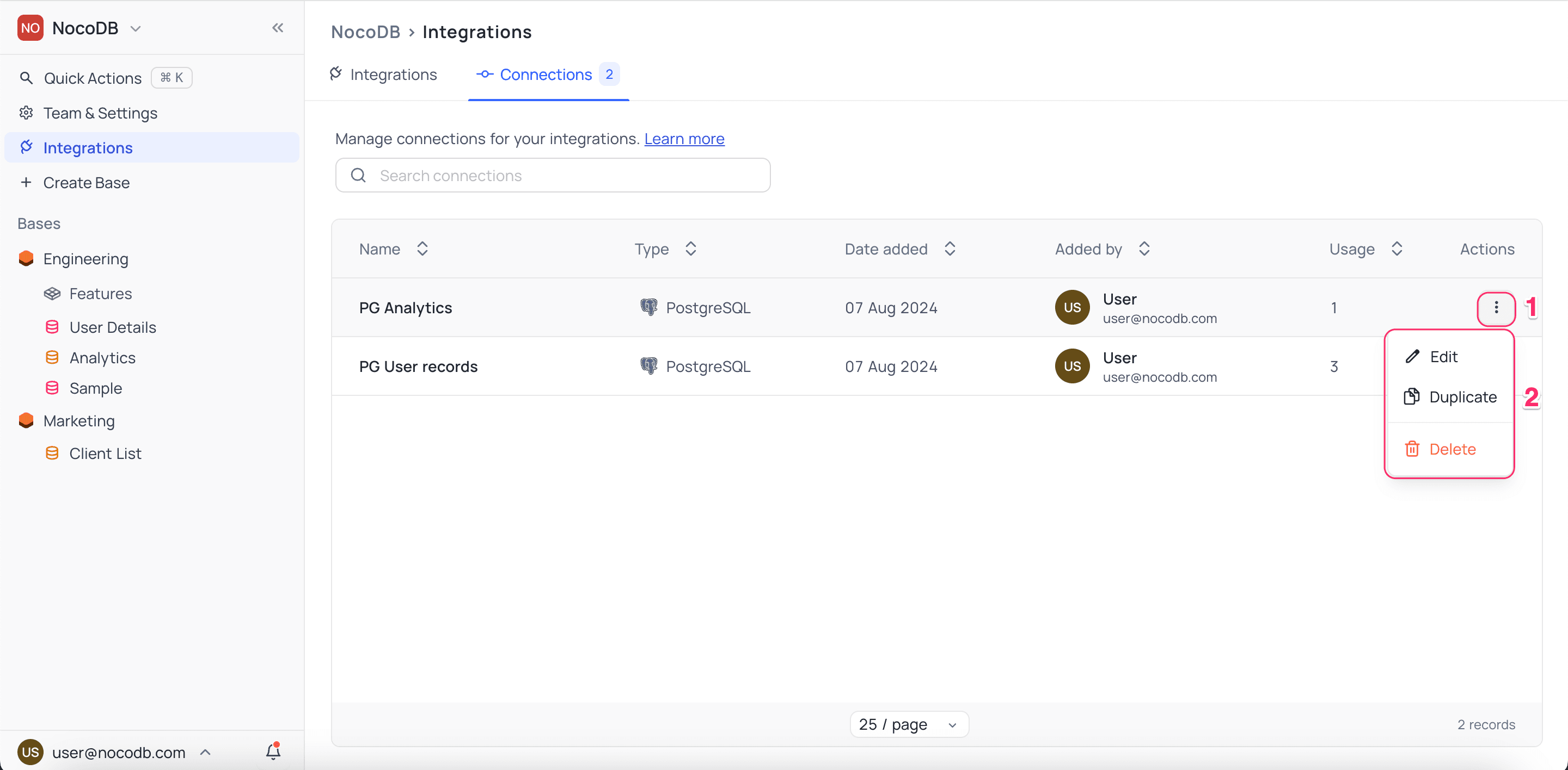 Duplicate Connection