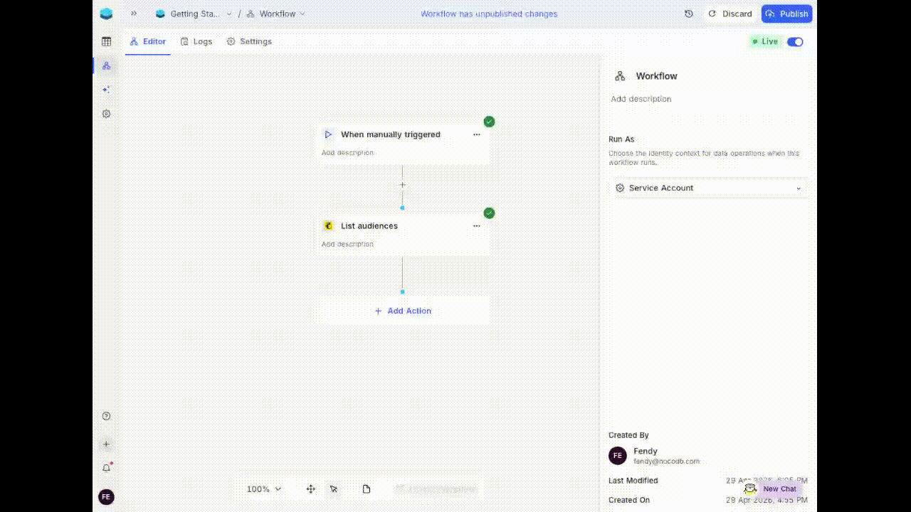 Mailchimp in Workflows