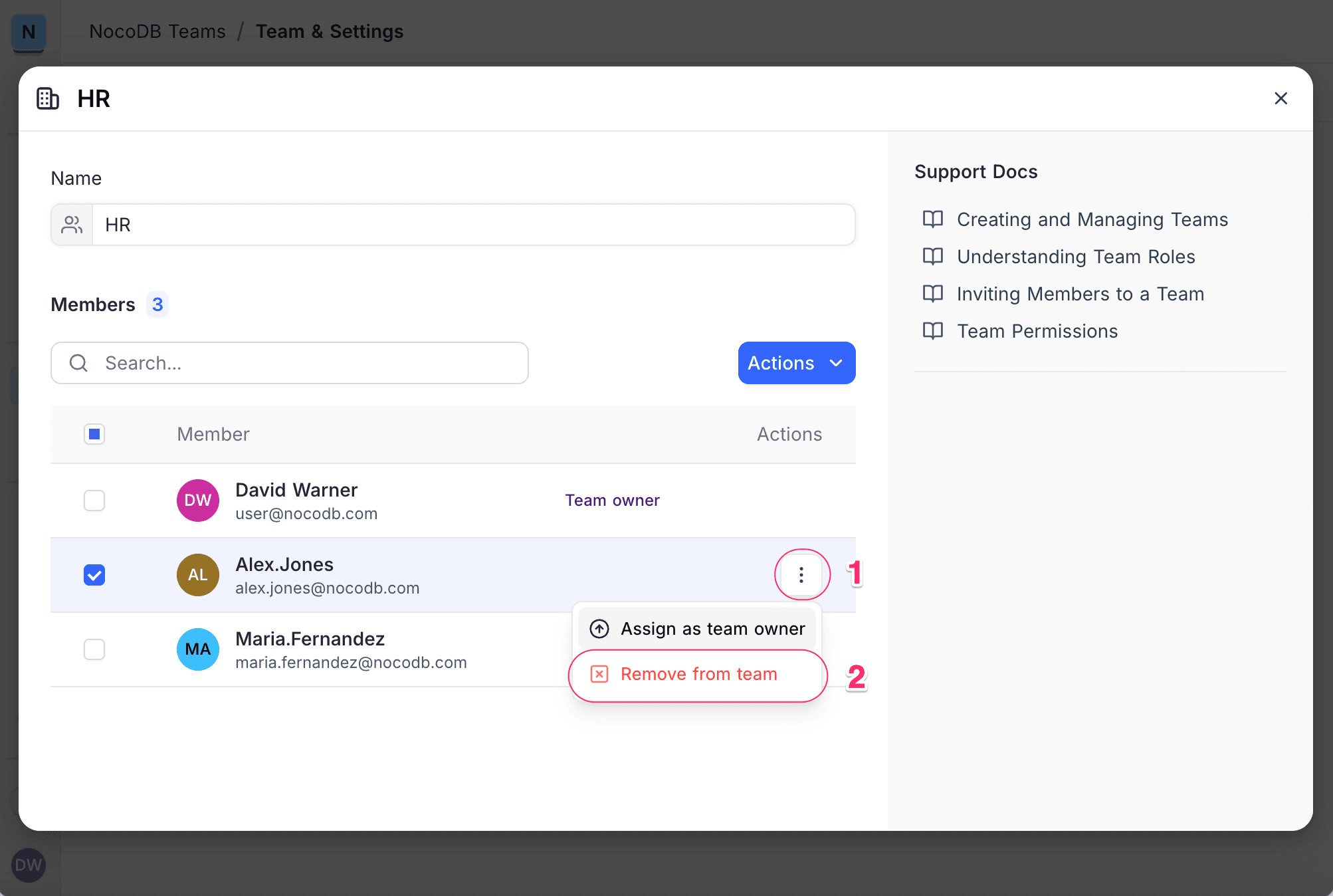 Remove Member from Team