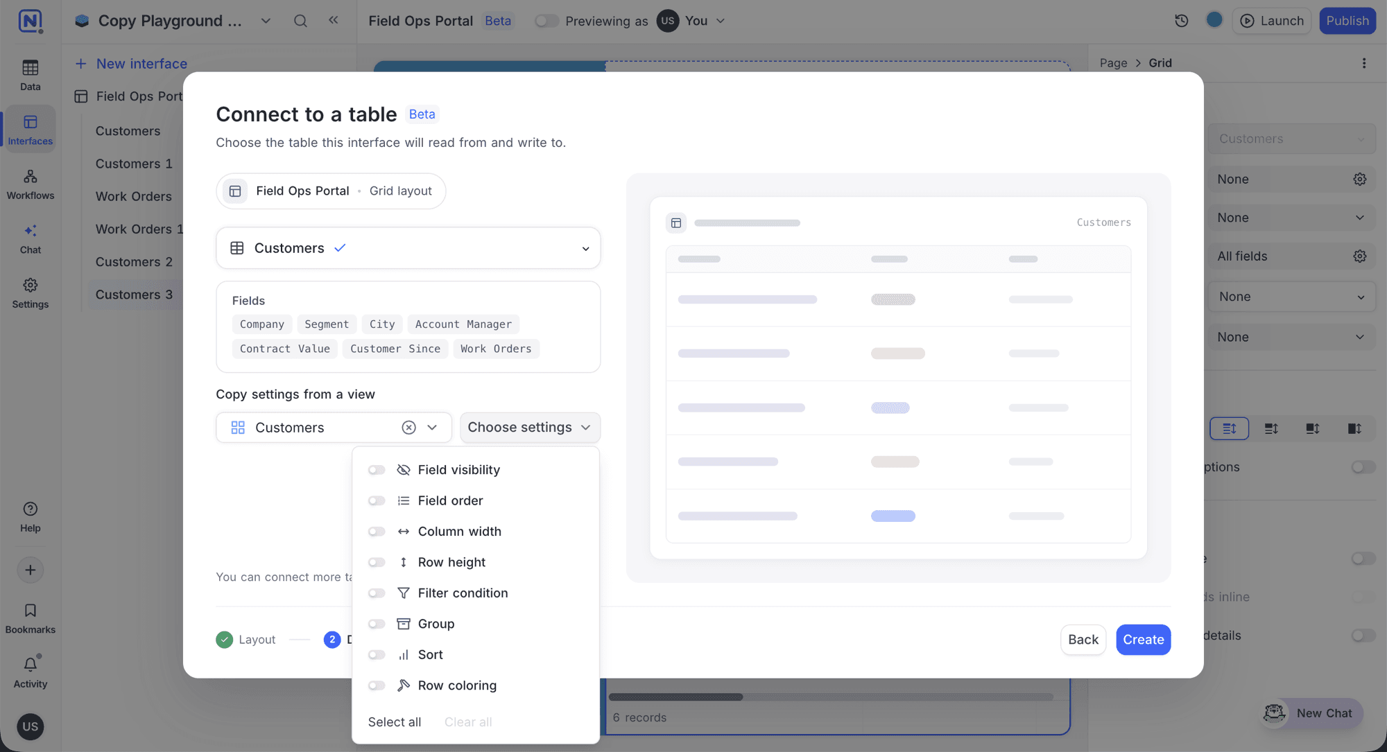 Copy settings from a view