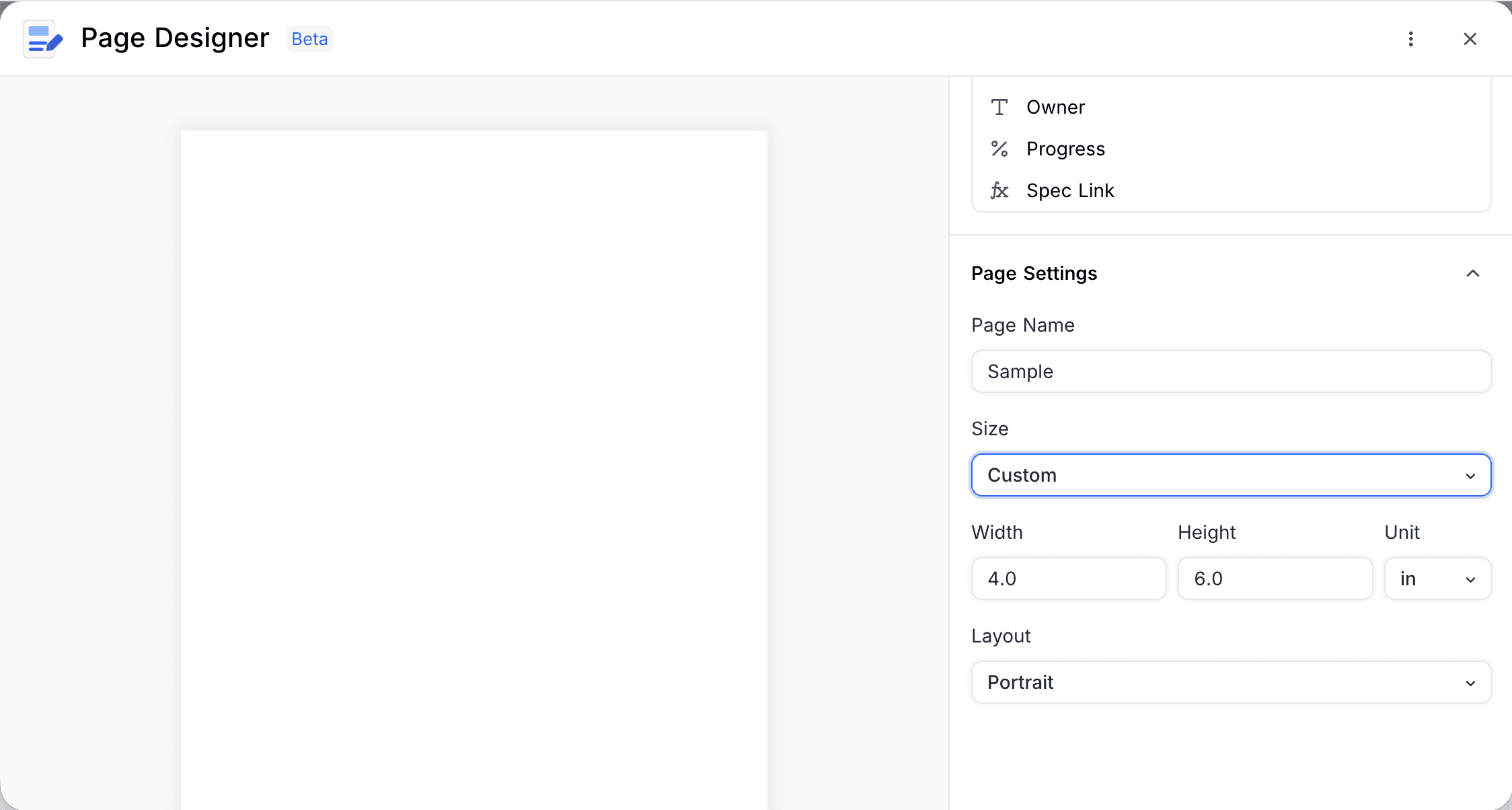 Custom page size