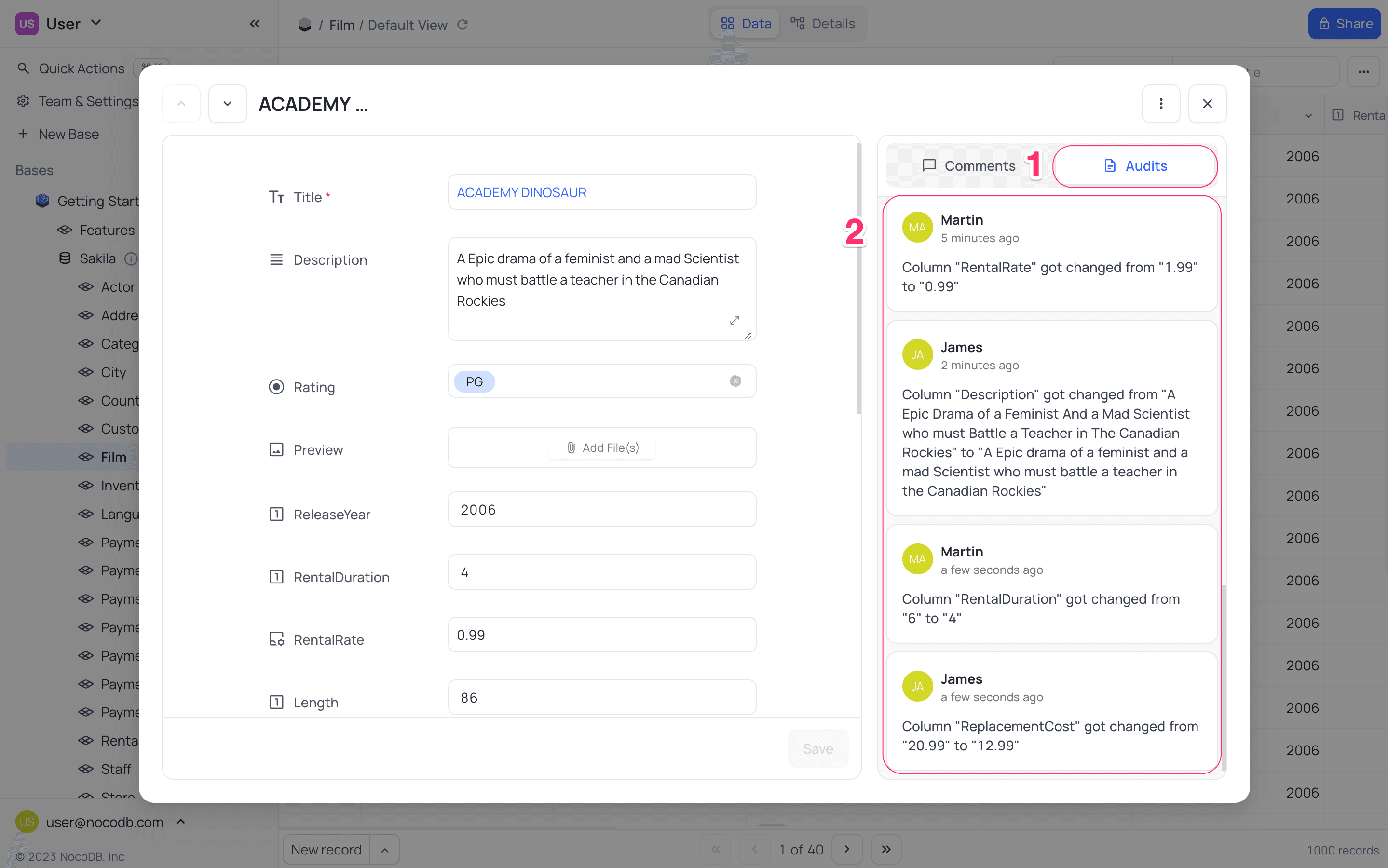 expand record activity feed