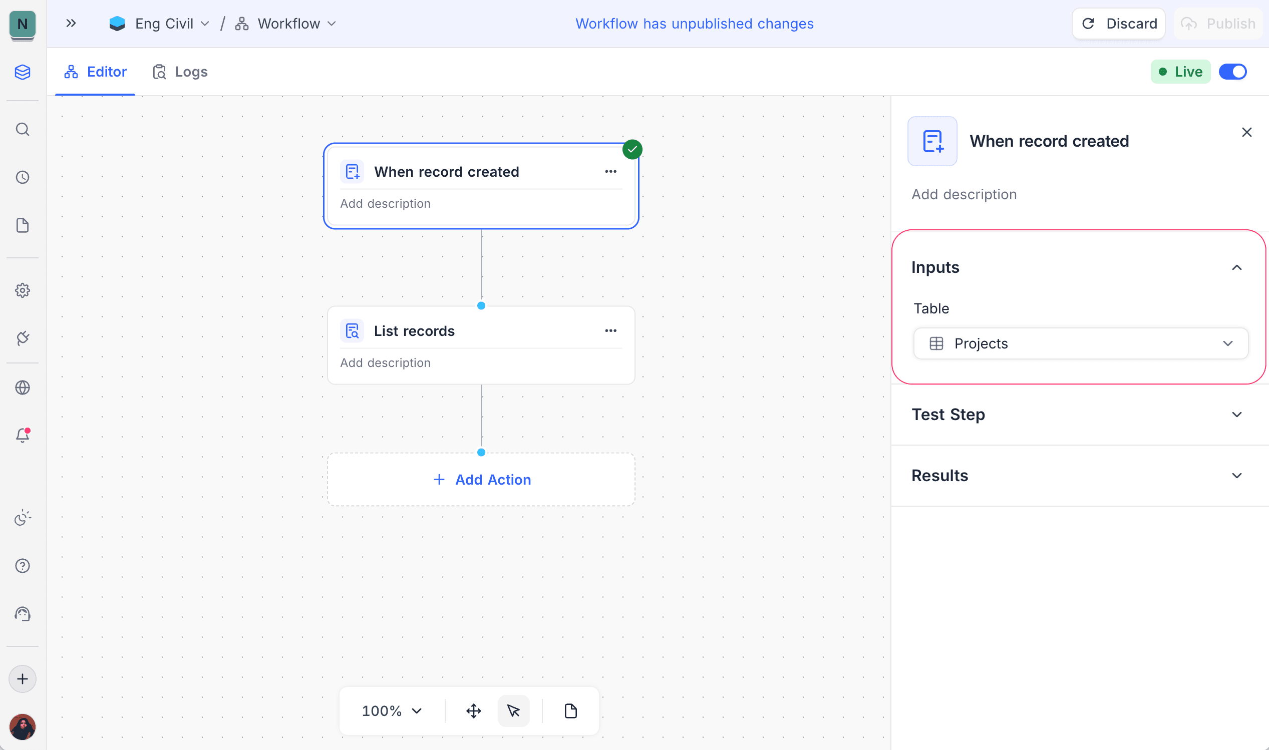 Record Created Configuration