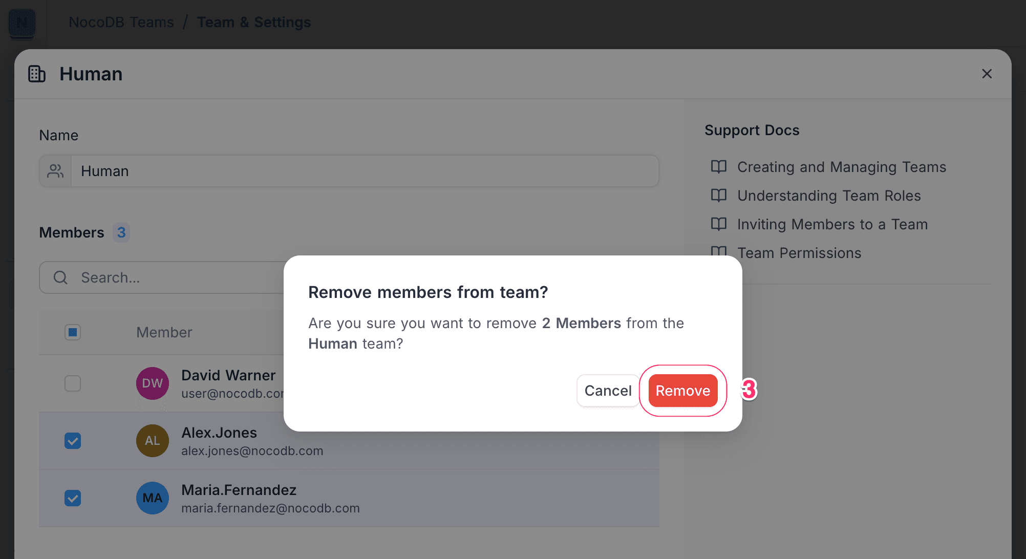 Confirm Multiple Removal