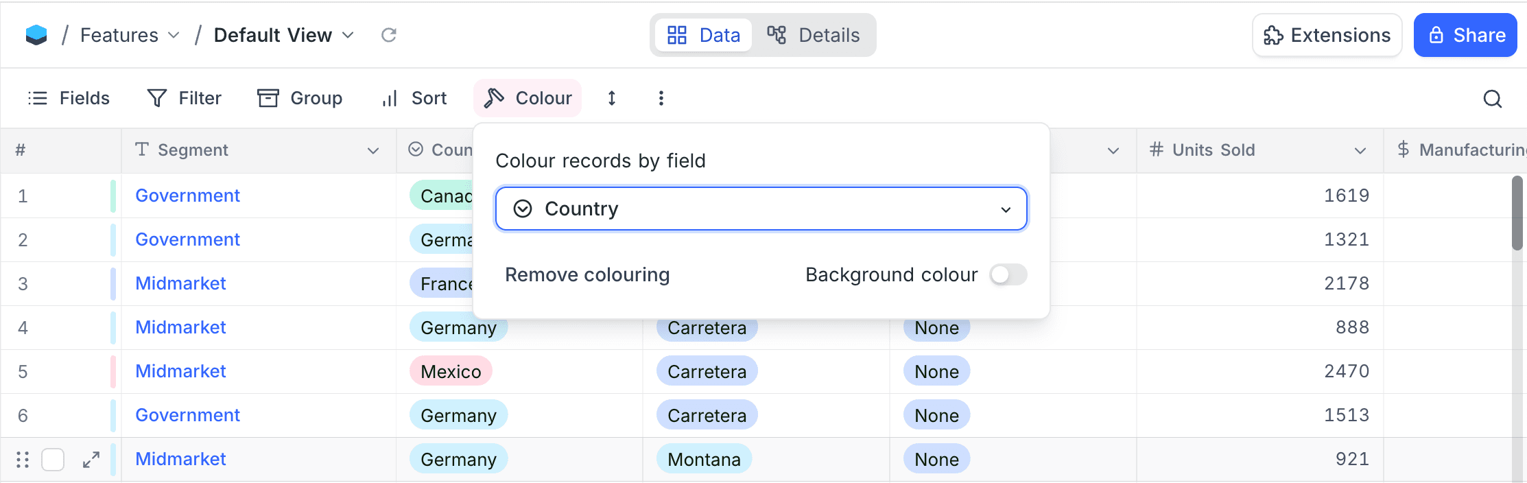 Colour records based on single select field