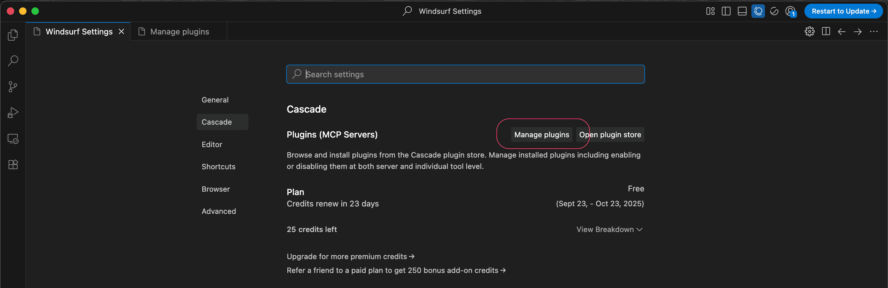 Windsurf MCP Settings