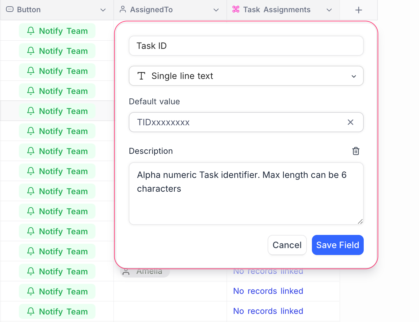 Configure field details