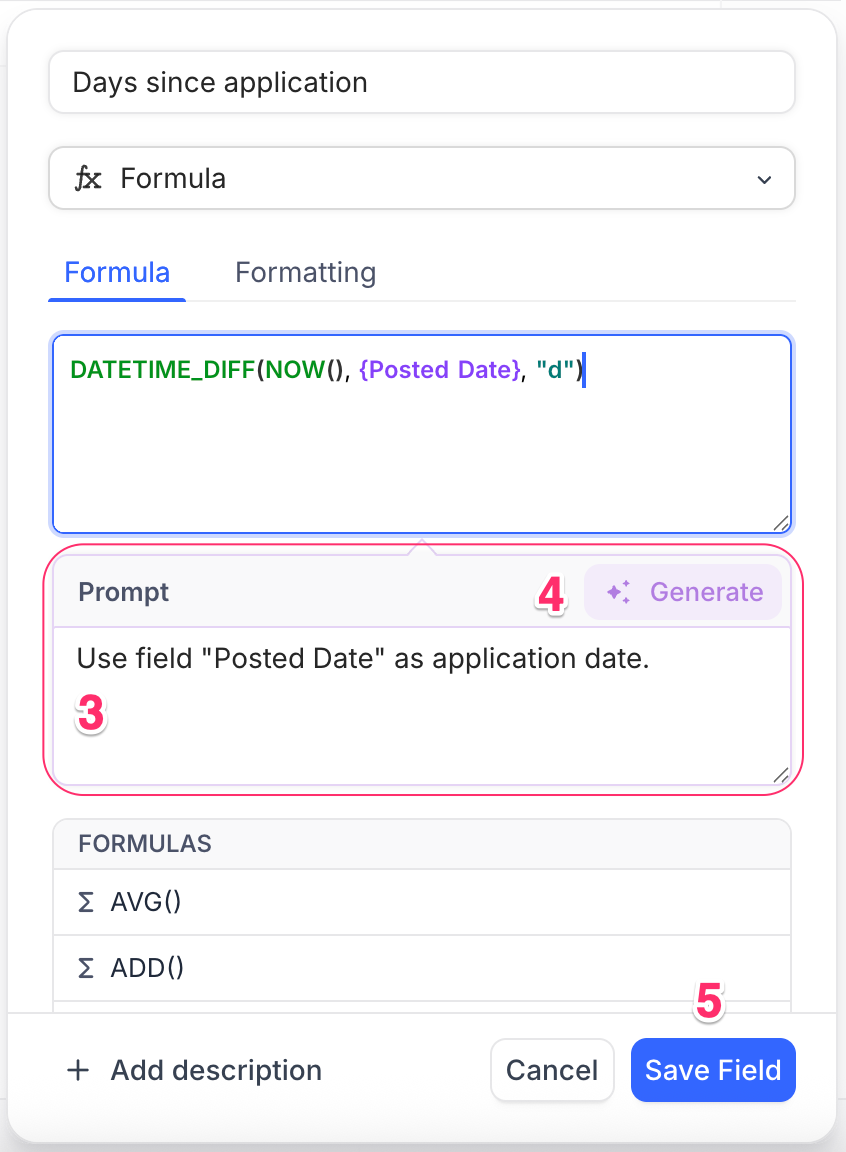 Formula field using AI - Step 2